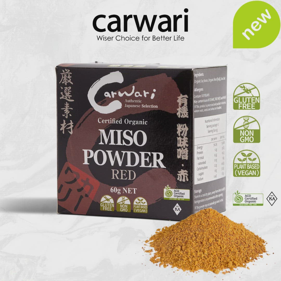 Load and play video in Gallery viewer, Carwari Organic Red Miso Powder 60g – Instant Fermented Soybean Seasoning